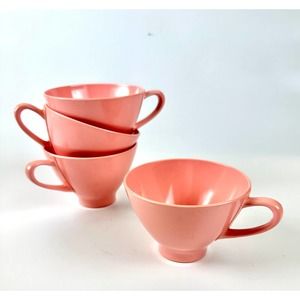 Vintage Pink Melmac Coffee Cups Retro 1950's Melamine MCM Mid Century Kitchen